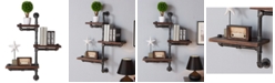 Armen Living 30" Orton Industrial Pine Wood Floating Wall Shelf in Gray and Walnut Finish